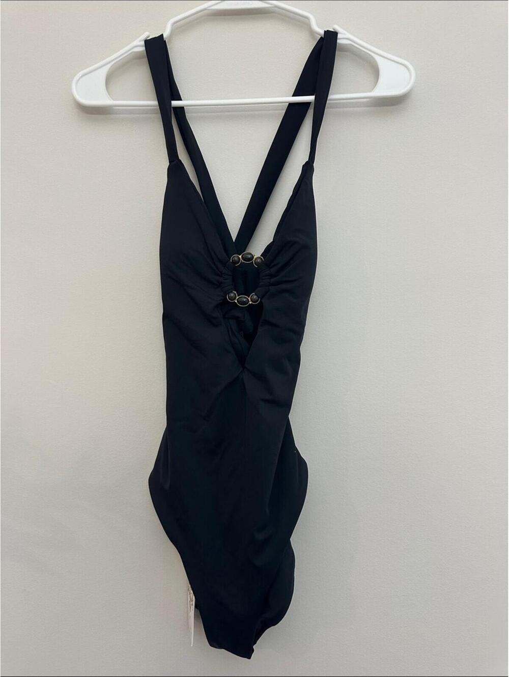 BECCA Black One-Piece Swimsuit with Front Ring Detail